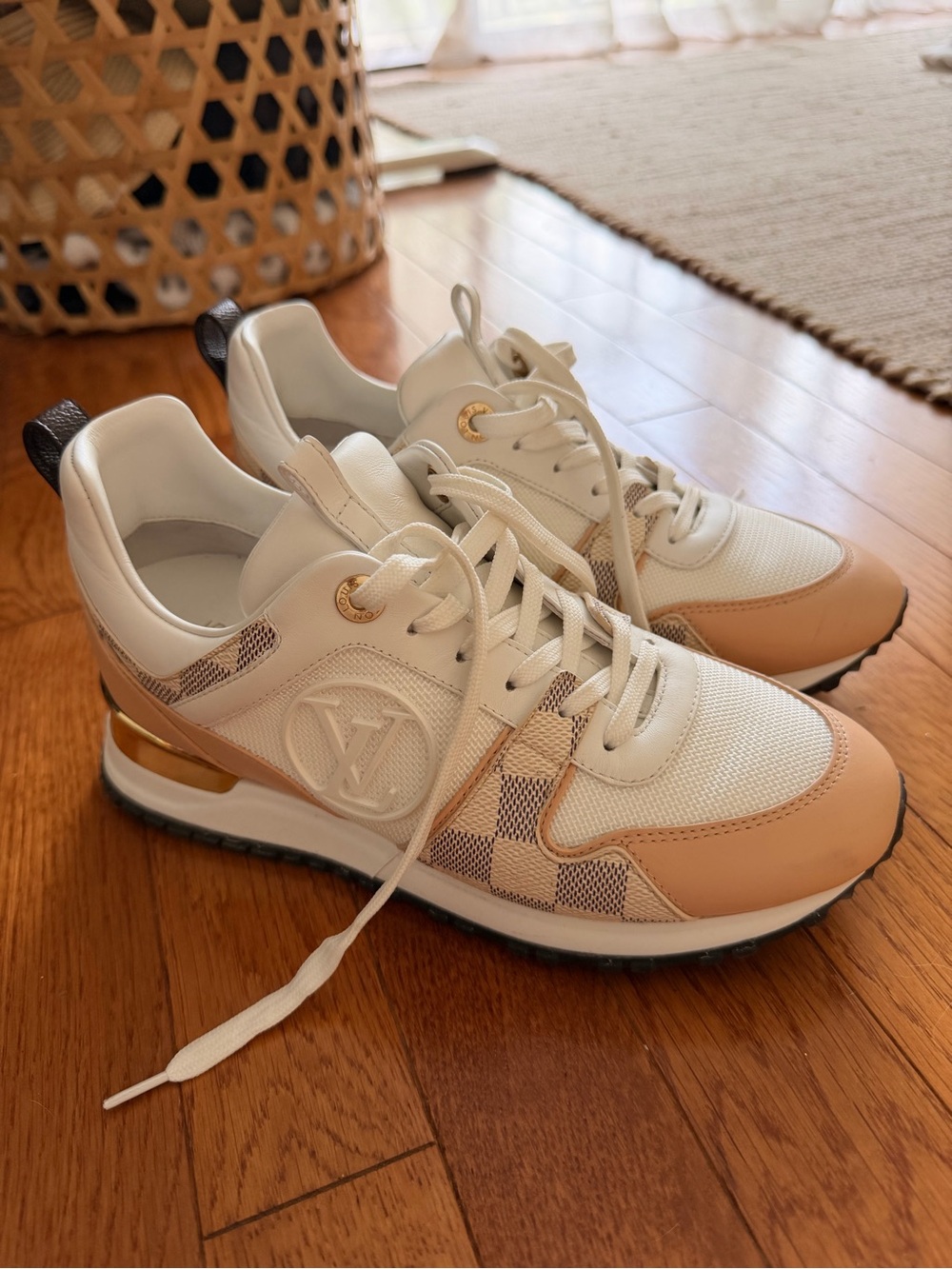 Louis Vuitton Beige, White & Gold Runaway Sneakers - Picture 3 of 6